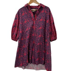 Sachin & Babi Anthropologie Nightingale blue red floral mini tunic dress